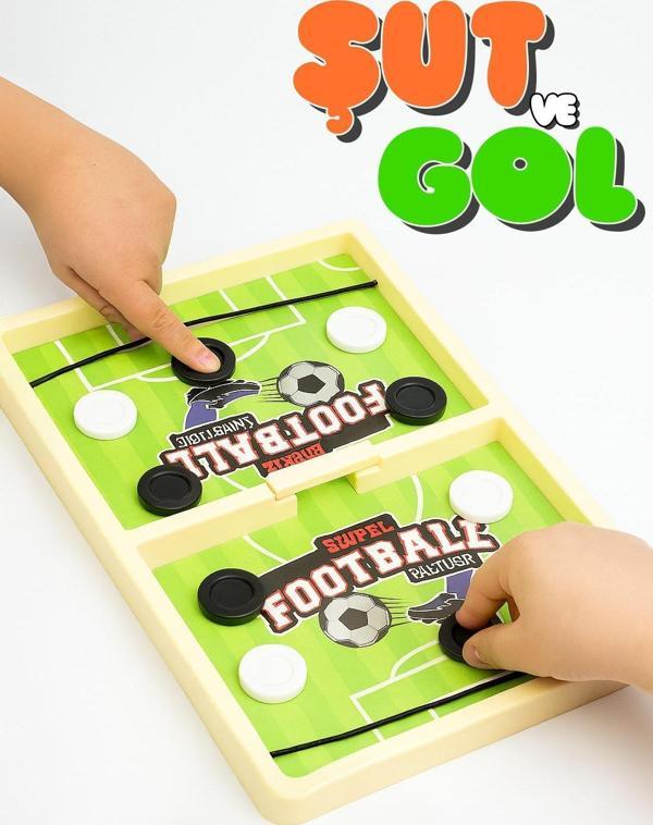Lastik Fırlatmalı Futbol Şut ve Gol Hızlı Sapan Masa Futbol Oyunu Çocuk Odaklanma Zeka Kutu Oyunu - Image 1