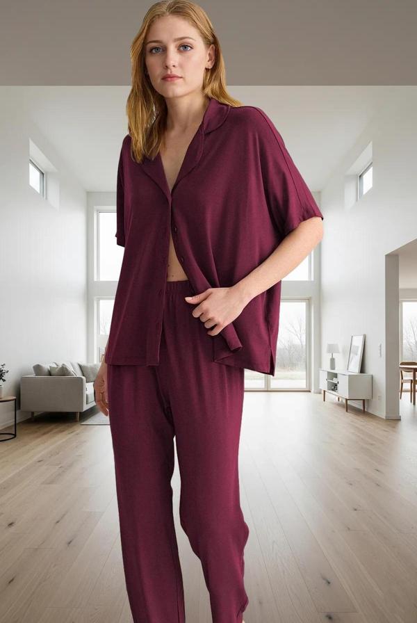 Viskon Pijama Takımı Sıcak Günler İçin Rahatlık Mükemmel Uyum Modern Stil Rahat Ve Şık - Image 1
