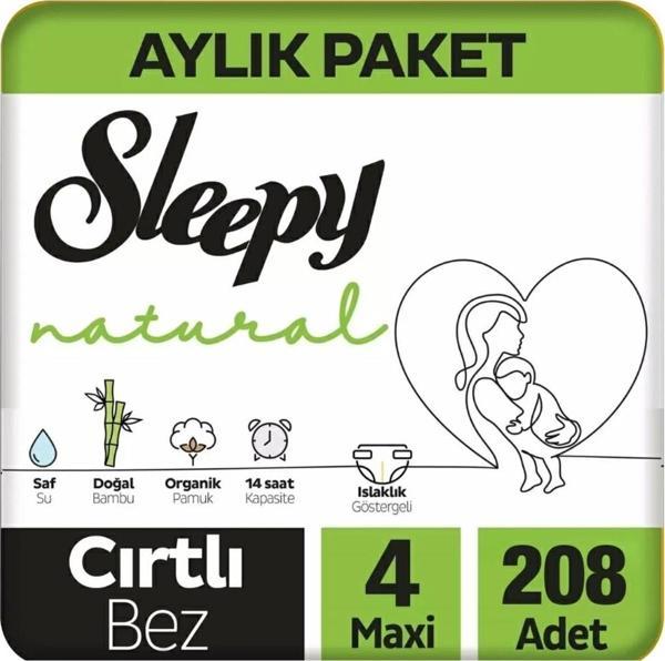 Sleepy Natural Bebek Bezi Ultra Avantaj Paketi 4 Numara Maxi 7-14 Kg 208 Adet - Image 1