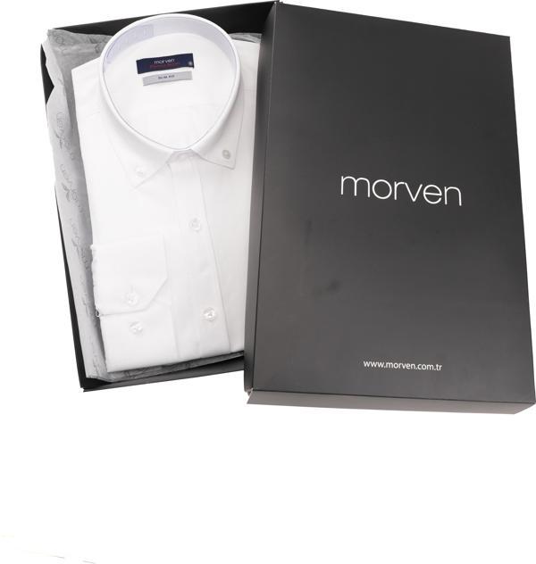 Slim Fit Düğmeli Yaka Oxford Kolay Ütülenebilir Pamuklu HEDİYE KUTULU Uzun Kollu Gömlek - Image 1