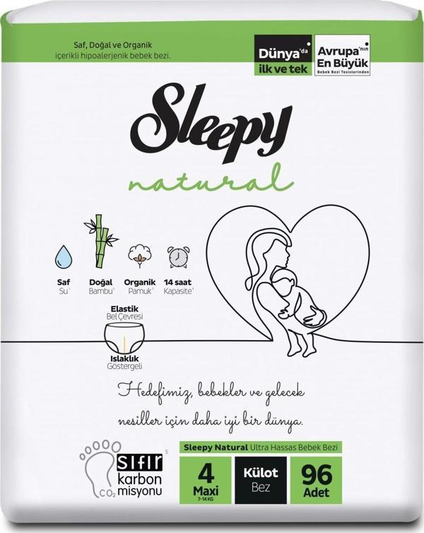 Sleepy Natural Jumbo Külot Bebek Bezi Maxi 4 Numara 96 Adet - Image 1