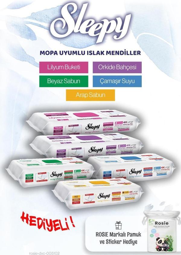 Sleepy Easy Clean Mopa Uyumlu 5'li Islak Mendil Paketi ve ROSIE pamuk hediye - Image 1
