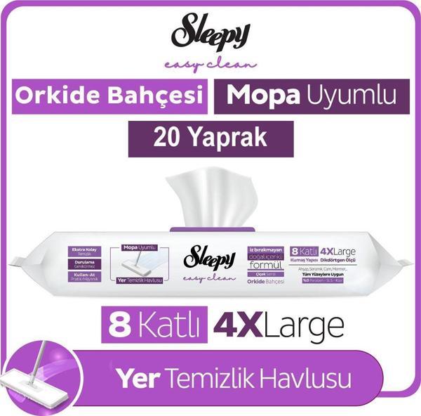 Sleepy Easy Clean Orkide Bahçesi Mopa Uyumlu Yer Temizlik Havlusu 20 Yaprak - Image 1