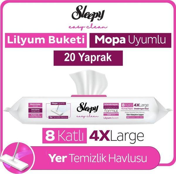 Sleepy Easy Clean Lilyum Buketi Mopa Uyumlu Yer Temizlik Havlusu 20 Yaprak - Image 1