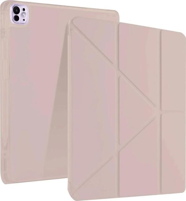 iPad Pro 13 (2024) Kılıf Kalemlikli Mars Tablet Kılıfı - Rose Gold - Image 1
