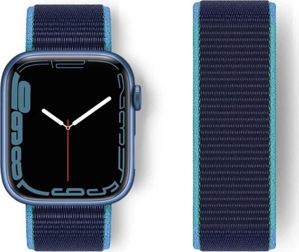 Apple Watch 38mm Hasırlı Cırtcırtlı Kordon - Mavi-Lacivert - Image 1