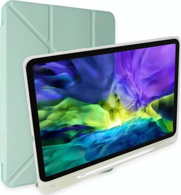 iPad 10.2 (8.nesil) Kılıf Kalemlikli Mars Tablet Kılıfı - Açık Yeşil - Image 1