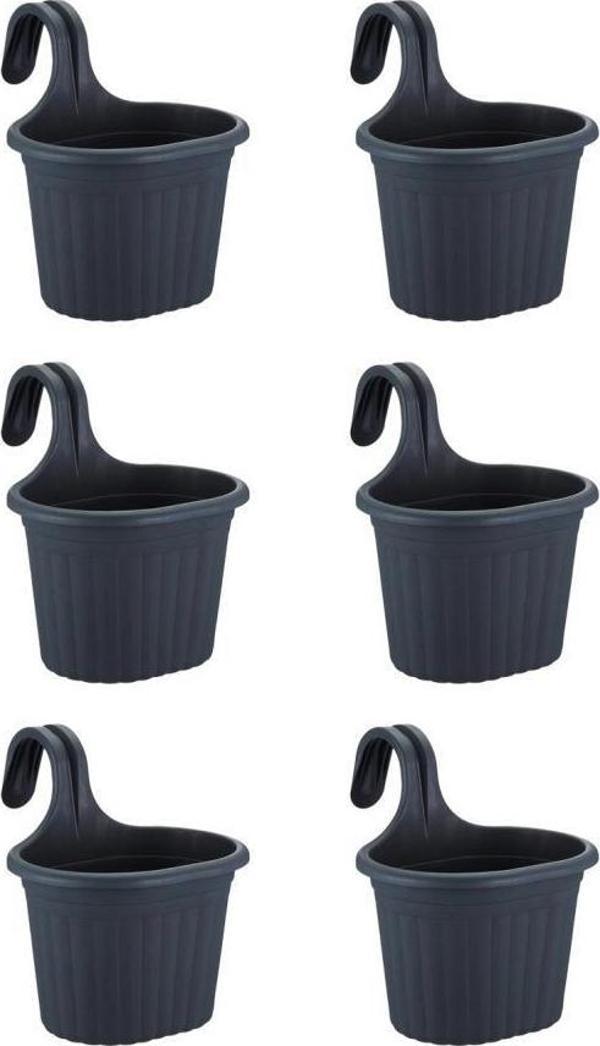 Omnipazar SO-TOM1 Tombik Askılı Balkon Saksı 3 lt Antrasit 6 Adet - Image 1