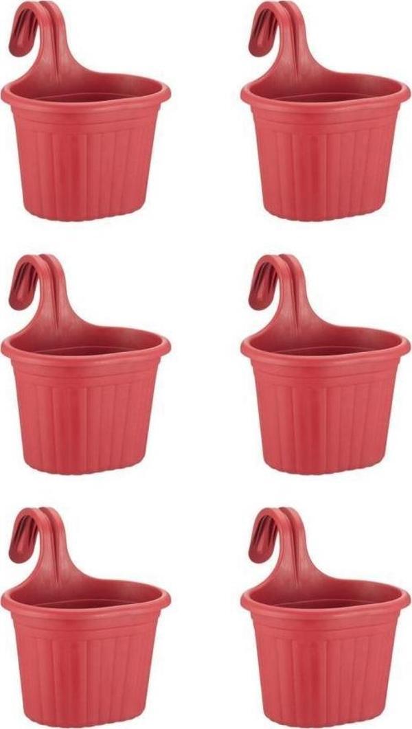 Omnipazar SO-TOM1 Tombik Askılı Balkon Saksı 3 lt Kırmızı 6 Adet - Image 1