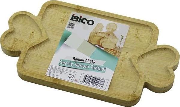 Dikdörtgen 3 Bölmeli=2in1 Kalp Kulp - Bölme + 1 Ahşap Bambu Servis Sunum Tepsi - Tahtası 25 X 14 X 1 - Image 1