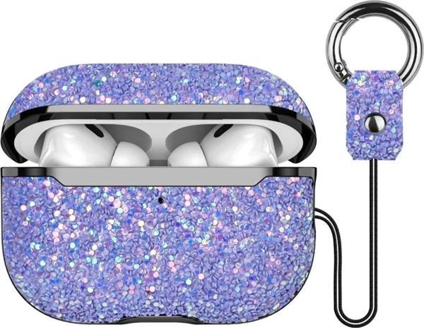 Onegif Airpods Pro 2 (2.nesil) Bright Simli Airpods Kapak - Derin Mor - Image 1