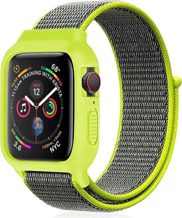 Apple Watch 42mm Hasırlı Cırtcırtlı Kasalı Kordon - Yeşil - Image 1