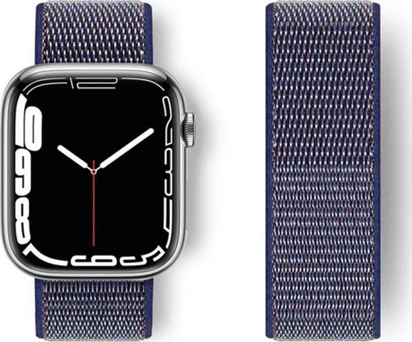 Apple Watch 42mm Hasırlı Cırtcırtlı Kordon - Lacivert - Image 1