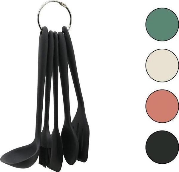 5pcs Mini=20-21cm Renkli Silikon Mutfak Servis Seti Kaşık - Kepçe - Yan - Delikli Spatula - Y.fırças - Image 1
