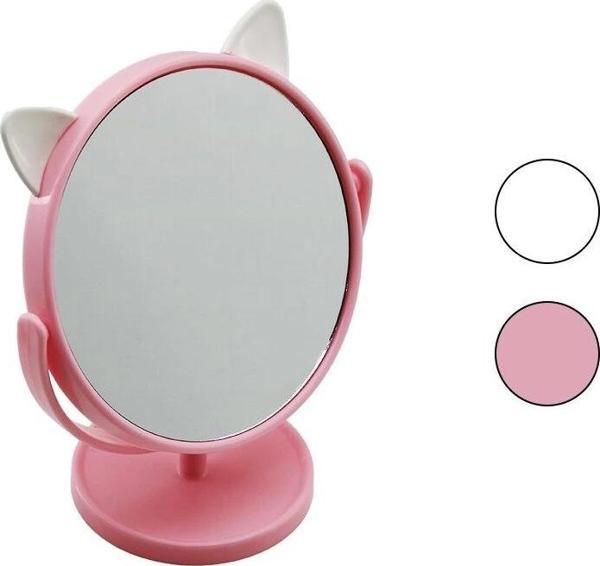 6 İnç  - 15cm - Yuvarlak Kulaklı Renkli Plastik Makyaj Aynası Ayaklı - Image 1