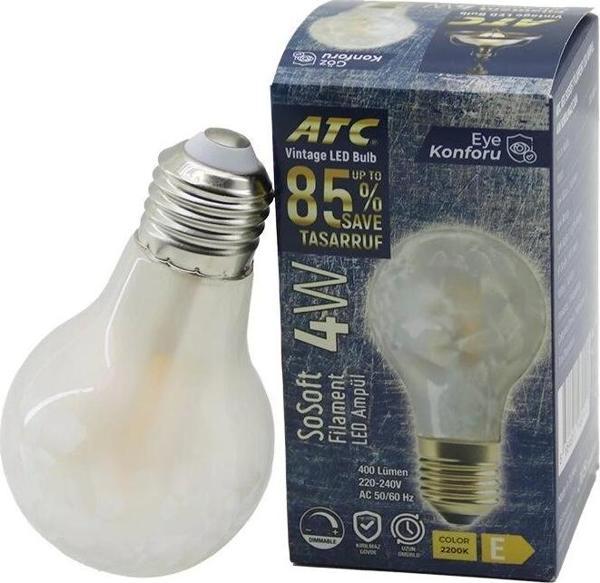 Atc-a60-ss Vintage Sosoft Filament 4w Led Ampul Lamba E27 Kırılmaz Plastik Cam 400 Lümen 2200k 25.00 - Image 1