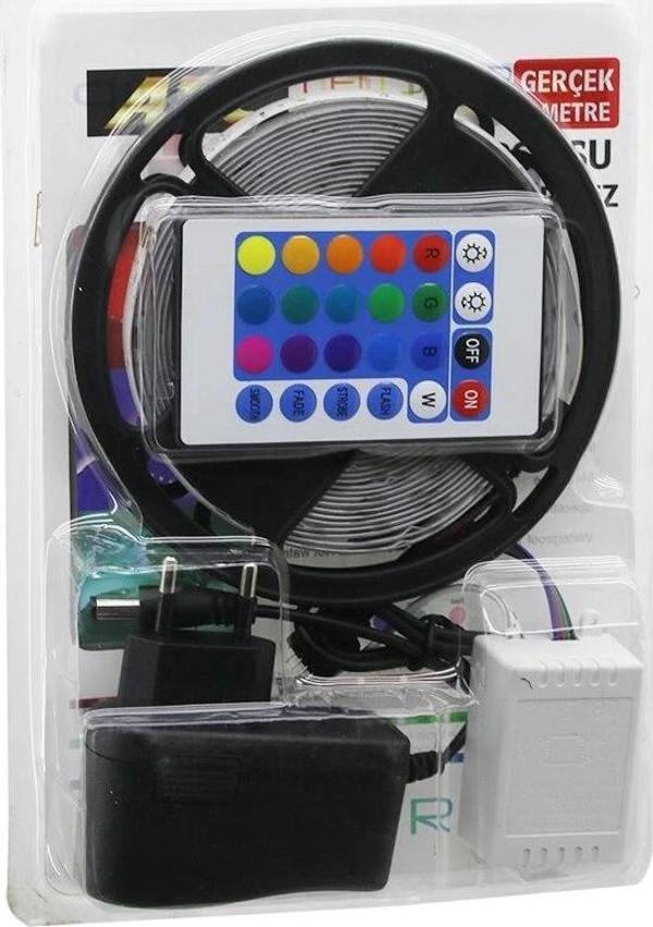 Atc Led Strıp El-07-rus-k  5mt  Kumandalı - Adaptörlü Rgb Renkli Şerit Led Ip65=su Geçirmez Smd=2835 - Image 1