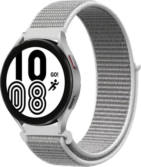 Samsung Galaxy Watch 4 Hasırlı Cırtcırtlı Kordon - Beyaz - Image 1