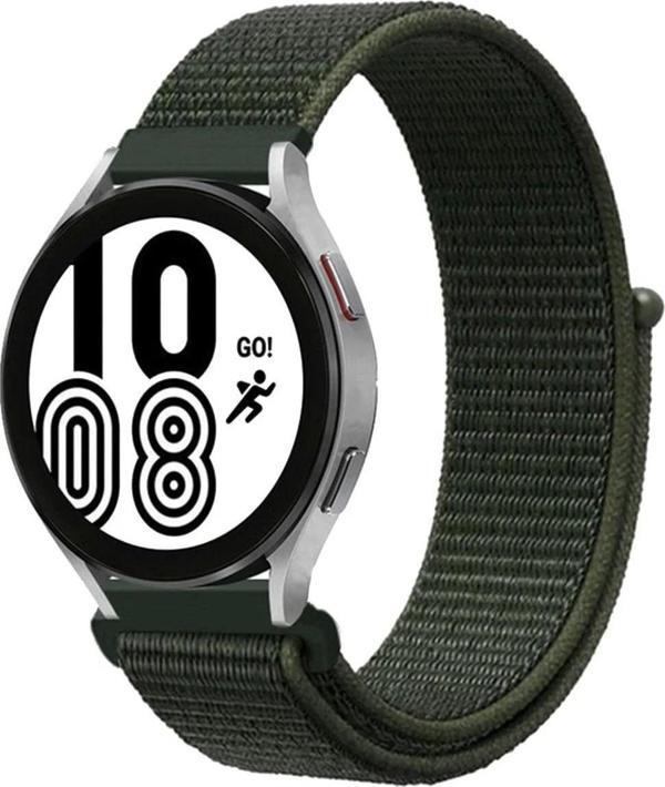 Samsung Galaxy Watch 4 Hasırlı Cırtcırtlı Kordon - Haki Yeşil - Image 1