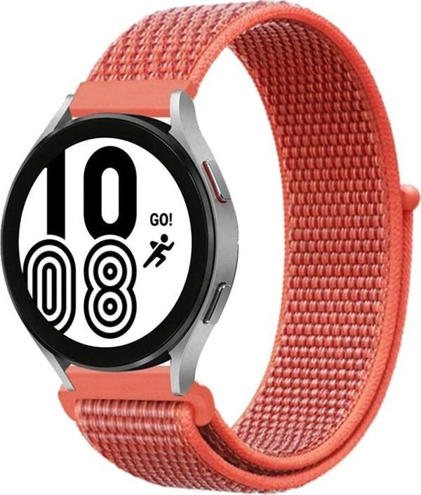 Samsung Galaxy Watch 4 Hasırlı Cırtcırtlı Kordon - Turuncu - Image 1