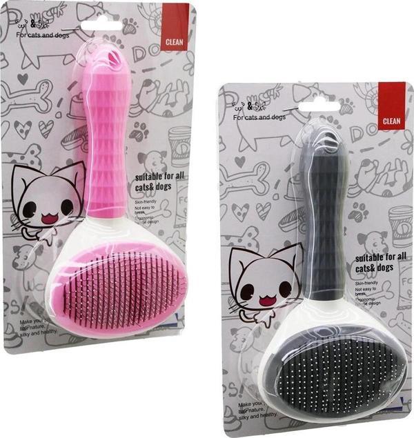 Pratik Pet Tüy Fırçası Kedi - Köpek Tarak - Temizlik Fırçası Bas=tarak Temizle Tuşlu Pet Shop - Image 1