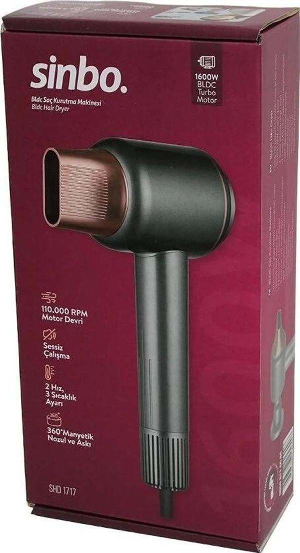 Bldc Turbo Motor Tokmak Model Saç Kurutma Makinesi 1600w 2-kdm.hız 3-kdm.sıcaklık Yapışkanlı Askı Sh - Image 1