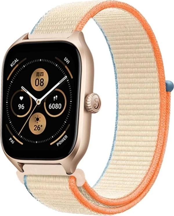 Watch 22mm Hasırlı Cırtcırtlı Kordon - Krem - Image 1