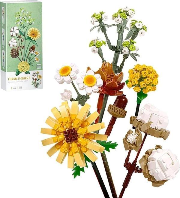 Loz Ebedi Çiçekler: Pamuk Papatya Gerbera 646 Parça Block Oyuncak Lz1670 - Image 1