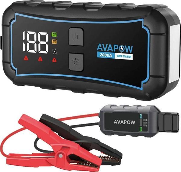 Avapow E5 Pro 12000mAh 2000A Jump Starter Taşınabilir Akü Takviye Kiti (Powerbank + LCD + LED Işık) - Image 1