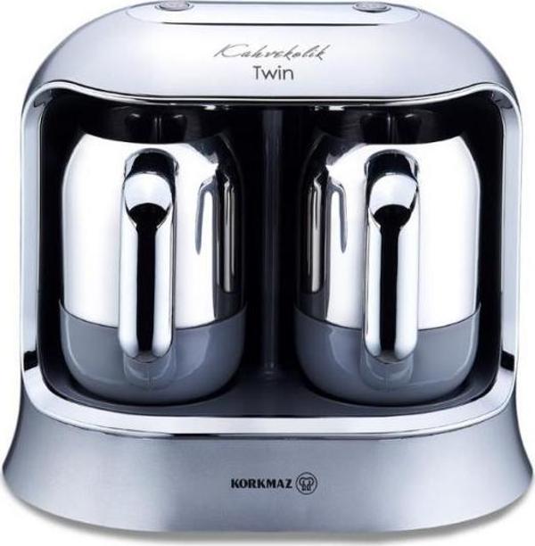 Korkmaz Kahvekolik Twin Kahve Makinesi Inox Krom - Image 1