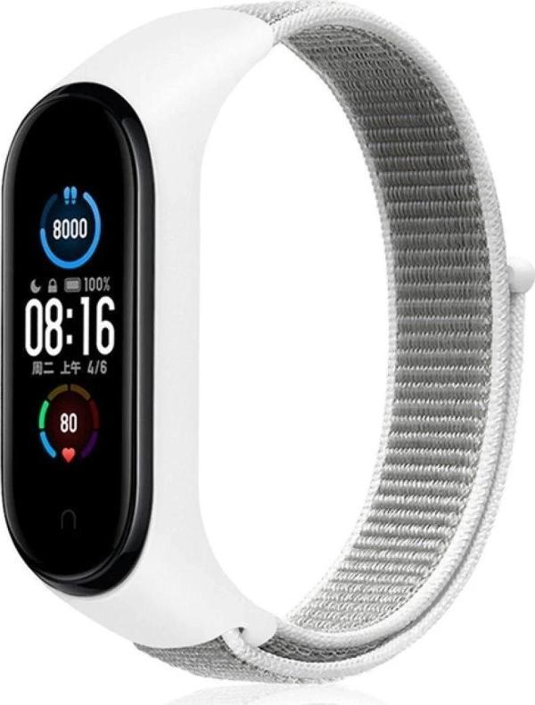 Xiaomi Mi Band 4 Hasırlı Cırtcırtlı Kordon - Beyaz - Image 1