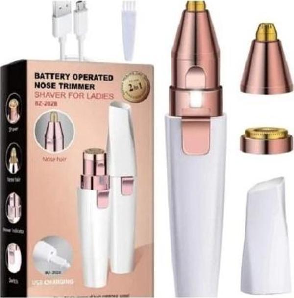 Mini Şık Tasarım Iki Başlı Led Işıklı Şarjlı Ruj Epilatör Kaş Düzeltici Kadın Epilasyon Tıraş Aleti - Image 1