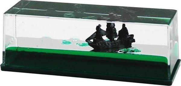 Yeşil Su   Dikdörtgen Mika  Yüzen Batmayan Gemi  Dekoratif Biblo Akvaryum   4.5x14.5x5.3cm - Image 1