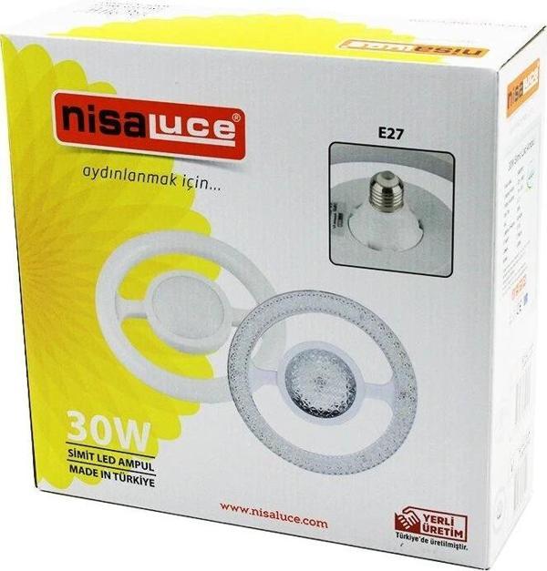 Nisaluce Eamp-059/kb  Mika Kristal Plastik Cam   Simit Model  Led Ampul  30w   E27   Beyaz=6500k   2 - Image 1