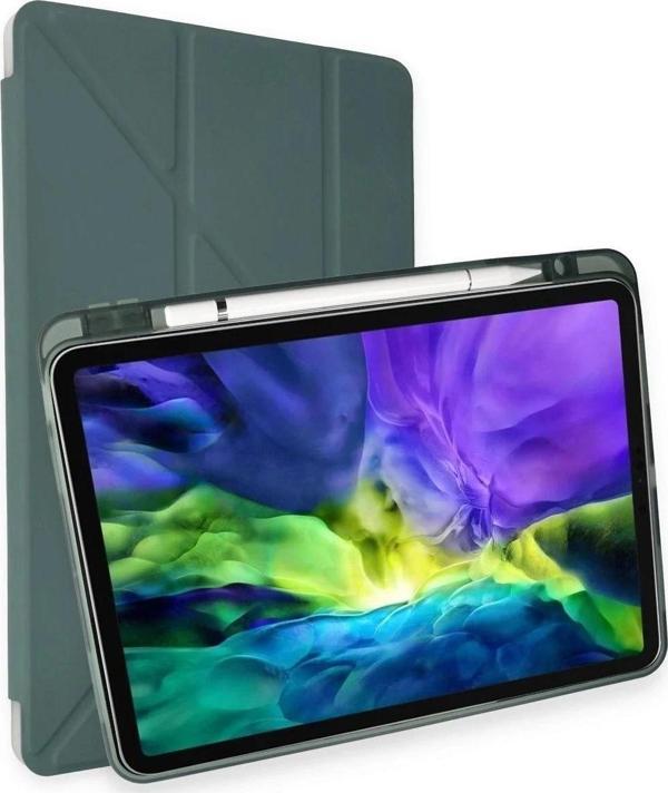 iPad Pro 11 (2024) Kılıf Kalemlikli Mars Tablet Kılıfı - Koyu Yeşil - Image 1