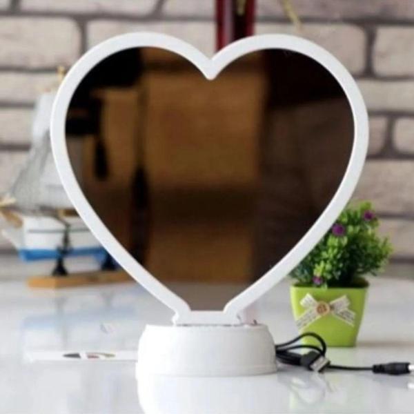 Kişiye Özel Fotoğraflı Kalp Şekilli Sihirli LED Ayna - Image 1