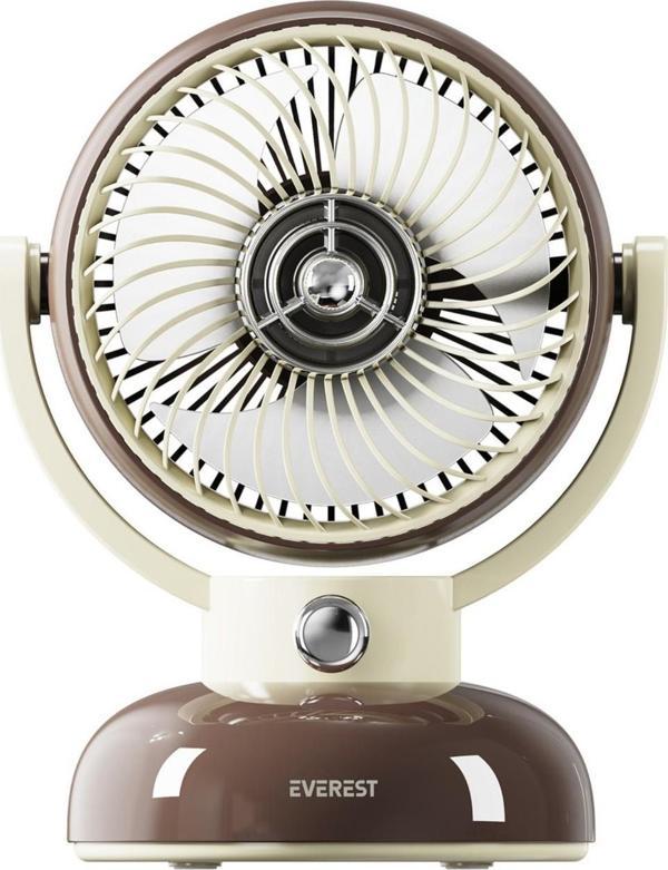 Everest Efn12 Kahve 1200Mah 3 Hız Kademe Led Işıklı Retro Masaüstü Usb Fan - Image 1