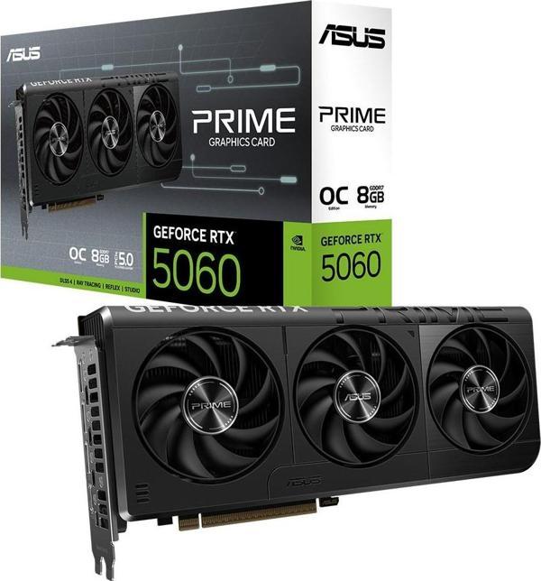 Asus Prime Geforce Rtx 5060 Oc Prime-Rtx5060-O8G 8Gb Gddr7 128 Bit Dlss 4 Ekran Kartı - Image 1