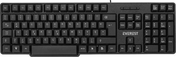 Everest Kb-517Uf Siyah Usb 2 Metre Kablo Uzunluğu Standart F Klavye - Image 1