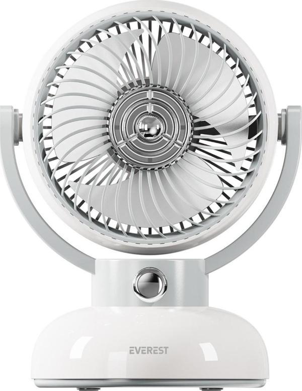 Everest Efn12 Krem 1200Mah 3 Hız Kademe Led Işıklı Retro Masaüstü Usb Fan - Image 1