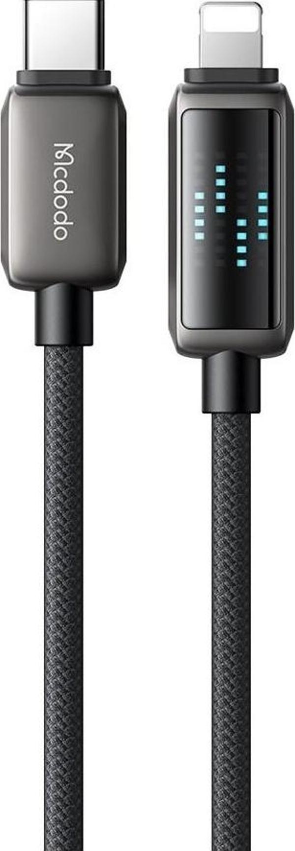 Mcdodo Ca-2630 36W Usb-C To Lightning Şarj Hiz Göstergeli Şarj Ve Data Kablosu 120 Cm Siyah - Image 1