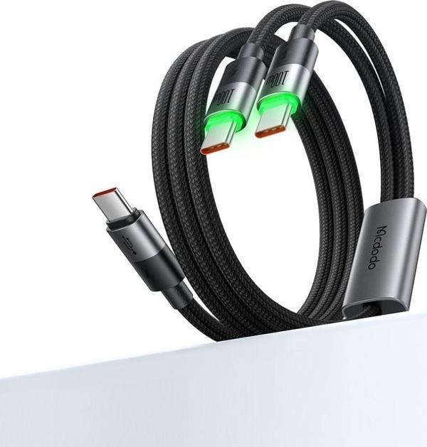 Mcdodo Ca-6740 2-İn-1 Kablo 100 W Type-C Type-C+Type-C 150 Cm Siyah Kablo - Image 1