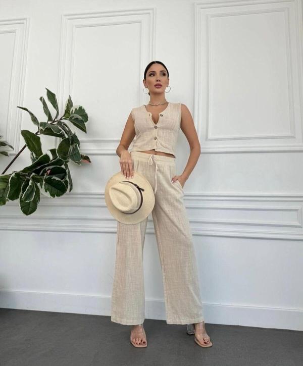 Moda Kadın Keten Pantolon - Image 1