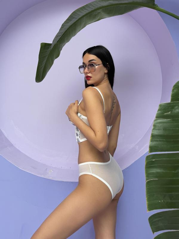 Simli Çiçek Desenli Destekli  Büstiyer Takım Cansoy - 682 - Image 1