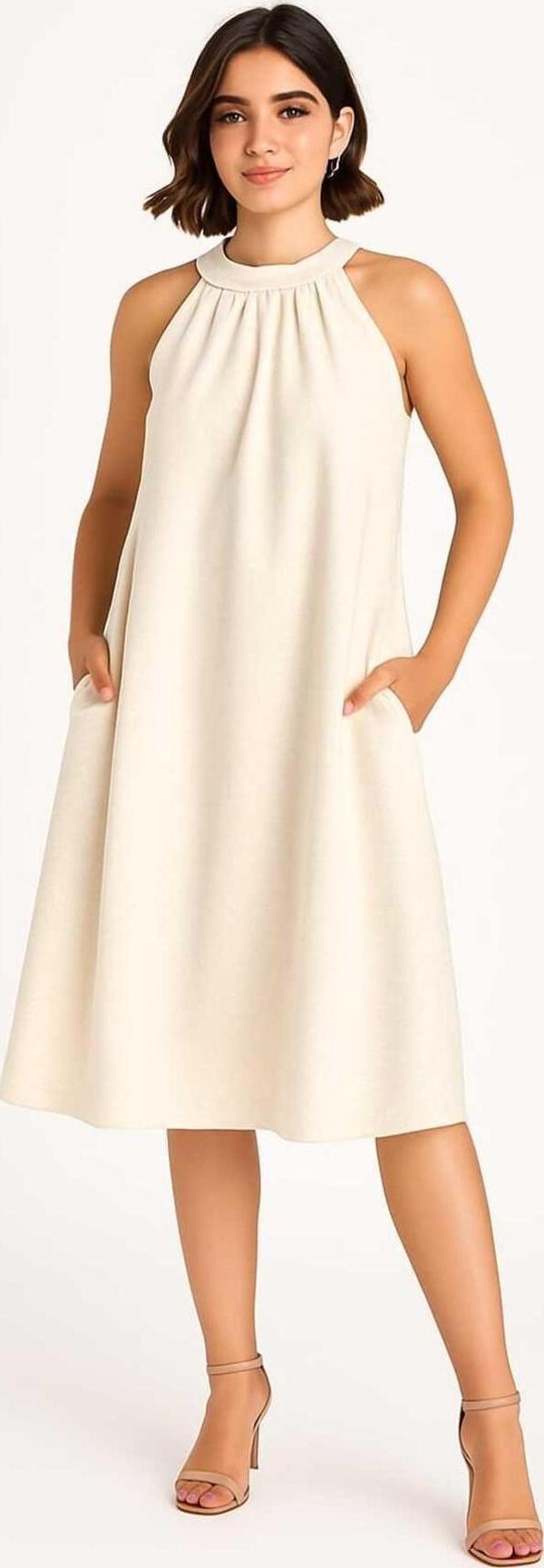 Moda Kadın Sıfır Kol Yazlık Rahat Kesim Salaş Elbise - Image 1