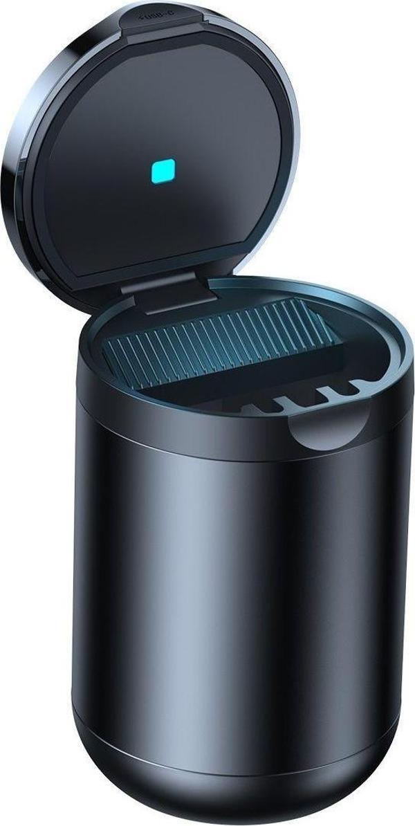 Baseus Premium 2 Serisi - Ortam LED Işığı ve Araba Bardak Tutucuları için Su Geçirmez Küllük - Siyah - Image 1