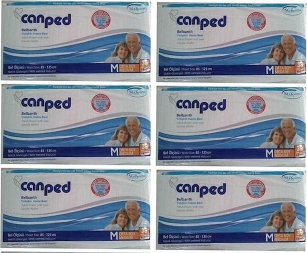 Canped Hasta Bezi Polietilenli Bel Bantlı Orta Boy 180 Li Pk (6pk*30) - Image 1