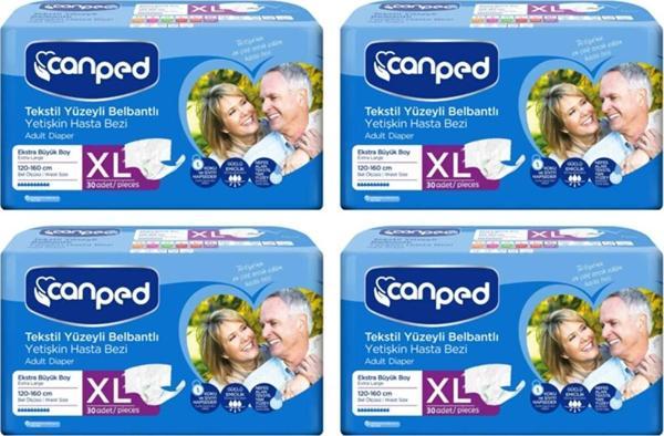 Canped Tekstil Yüzeyli Belbantlı Hasta Bezi Büyük (xl) 30 Adet 4 Paket - Image 1