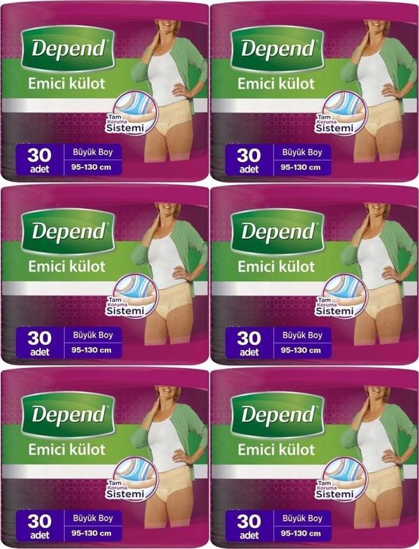 Depend Emici Külot Hasta Bezi Large - Büyük Kadın 180 Adet (6pk*30) - Image 1