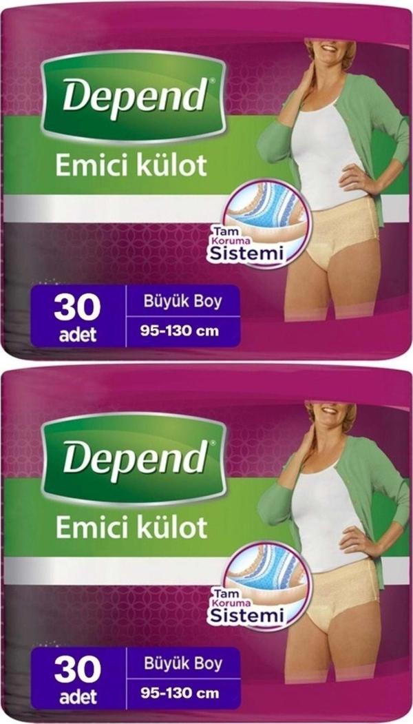 Depend Emici Külot Hasta Bezi Large - Büyük Kadın 60 Adet (2pk*30) - Image 1